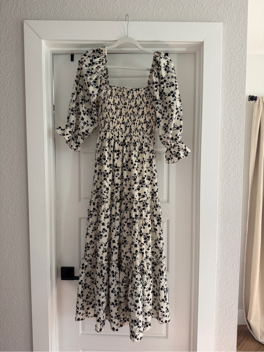 bohme Cream Maxi Dress with Black Floral Print